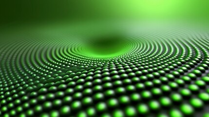 Wall Mural - Abstract swirling pattern of dark green spheres, creating a 3d effect, with a gradient to light green in the background, showcasing a dynamic and