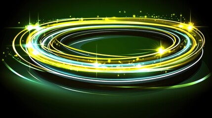 Wall Mural - Abstract Green Light Swirl Motion with Sparkling Effects and Dynamic Energy Background