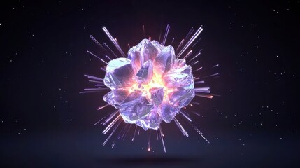 Wall Mural - Abstract Digital Explosion of Colorful Energy Particles in a Dark Space Background