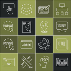 Wall Mural - Set line UI or UX design, Web and graphic, development, Keyboard and icon. Vector