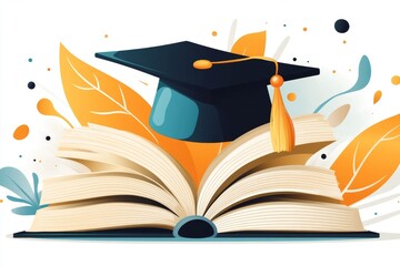 A clean minimalist icon of an open book with a graduation cap above it, symbolizing secondary education