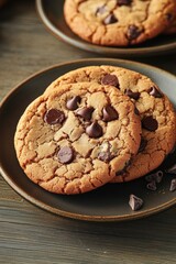 Wall Mural - Freshly baked cookies on a plate, perfect for snacking or serving with a cup of coffee