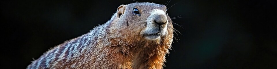 Wall Mural - Close-up shot of a ground squirrel looking directly at the camera