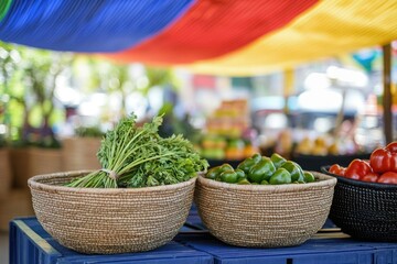 Canvas Print - Fresh vegetables arranged on a table, perfect for cooking or decorating