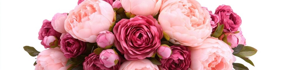 Poster - A beautiful arrangement of pink and red flowers in a vase, perfect for decoration or gift