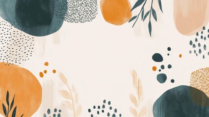 Wall Mural - Abstract watercolor shapes with earthy tones on a light background.