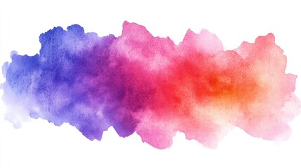 Wall Mural - Colorful watercolor splash with vibrant hues of pink, purple and orange on white background.