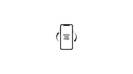 Turn the phone horizontally and vertically black icon. rotate your phone to landscape animation on alpha channel transparent background