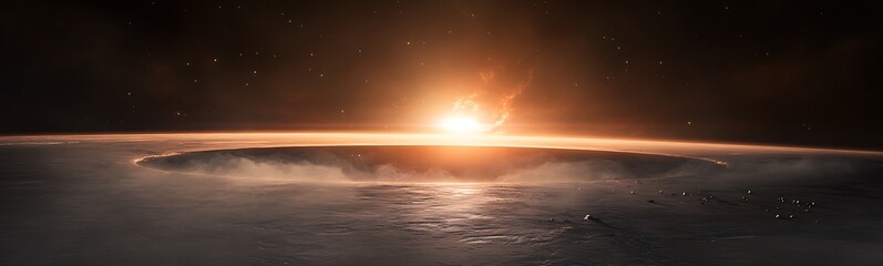 Aufkleber - A breathtaking view of a sunrise over the horizon, showcasing vibrant colors and the curvature of the Earth.