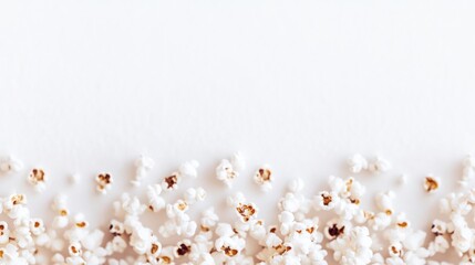 Wall Mural - Scattered Popcorn Kernels Creating a Light Textured Background on White Surface