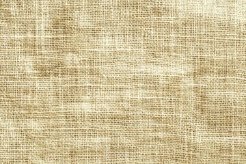 Poster - Close-up of beige burlap fabric texture showing woven fibers and slight wrinkles.