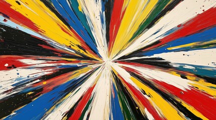 Poster - Vibrant radial explosion of bold paint strokes in dynamic abstract style