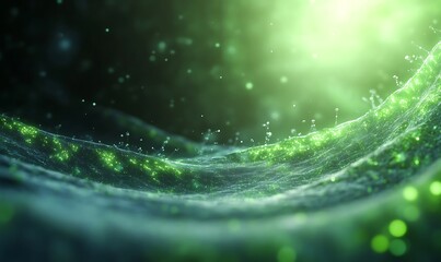 Poster - A mesmerizing green wave of light and particles, creating a dreamy and ethereal atmosphere.