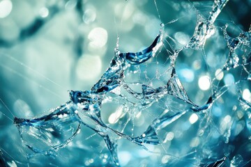 Fototapete - Intricate web of glistening, turquoise ice, reflecting light in a mesmerizing display of nature's artistry.