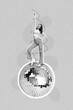 © deagreez - Creative poster collage of dancing energetic young woman gave fun disco ball party time youngster fantasy billboard comics weekend