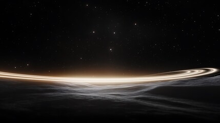 Poster - A mesmerizing cosmic scene showcasing a luminous ring, surrounded by distant stars against a dark, expansive backdrop of space.