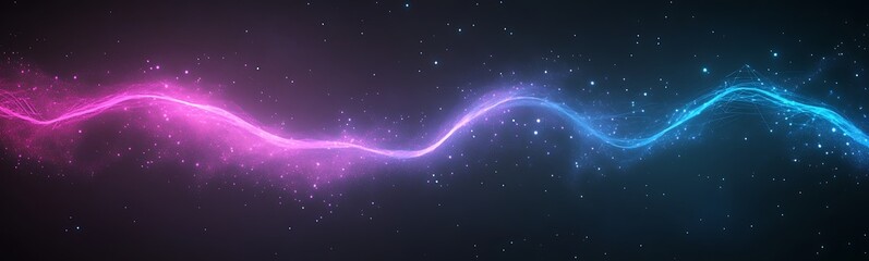 Leinwandbilder - A vibrant, wavy line of pink and blue light against a dark background, suggesting energy and movement.