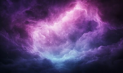 Poster - A vibrant cosmic scene featuring swirling clouds of purple and blue, evoking a sense of mystery and the vastness of space.