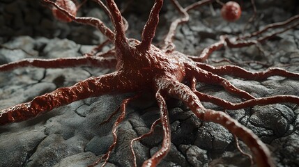 Leinwandbilder - Detailed microscopic view showcasing the intricate neural network structure and cellular components that form the complex architecture of the human brain