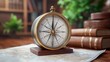 © AGUNG - Antique compass on map, books, study