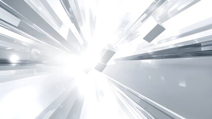 Wall Mural - abstract white geometric structure design with bright light