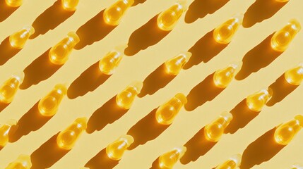 Wall Mural - Abstract Pattern of Yellow Drops Casting Shadows on a Textured Background