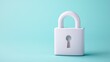 © FarhaStock - Flat design of a minimalistic white padlock on a pastel blue background