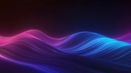 Leinwandbilder - A vibrant display of colorful waves in shades of pink and blue, creating a dynamic visual flow against a dark background.