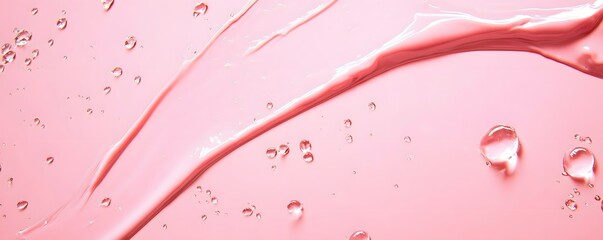 Leinwandbilder - Elegant pink fluid waves and splash abstract background with droplets ripples and a glossy shiny and wet texture  Vibrant pastel and dreamy aesthetic for cosmetic skincare spa fashion