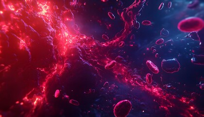 Poster - Vibrant Abstract Visualization of Red Blood Cells in Motion