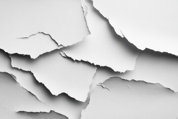 Aufkleber - Torn white paper layered to create texture and depth in an abstract design