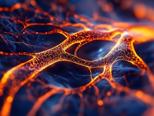 Poster - Abstract Concept of Glowing Organic Fibers in Vivid Color Palette