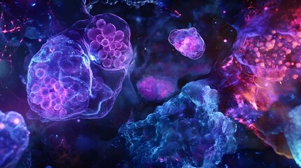 Aufkleber - Immerse yourself in a mesmerizing cosmic dreamscape of pulsating glowing fractals and celestial splendor  This surreal psychedelic digital artwork blends vibrant colors fluid forms and dynamic energy