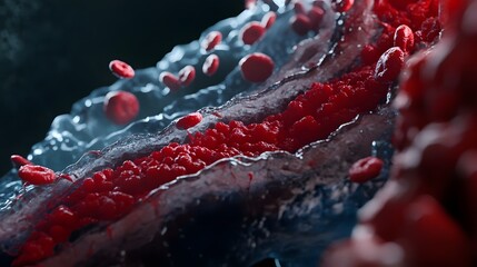 Fototapete - Intense Crimson Fluid Abstract Textural Background with Chaotic Organic Patterns  Vivid visceral and evocative image evoking a sense of drama power and the primal forces of nature