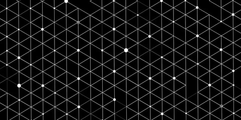 Aufkleber - Seamless abstract geometric polygonal with dots repeatable pattern swatch background. Black and white rhombus grid pattern Modern vector illustration. digital technology concept structure design.