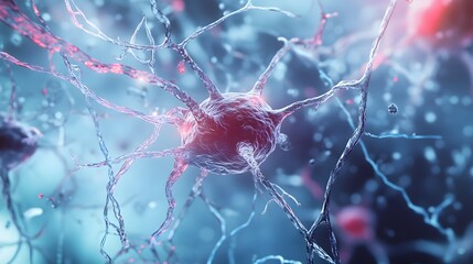Leinwandbilder - Intricate neural network synapse texture with illuminated synaptic connections illustrating the biomedical science and emerging technology in the field of neuroscience and neurological research