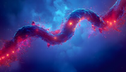 Poster - Abstract Colorful Wave with Light Particles in Cosmic Background