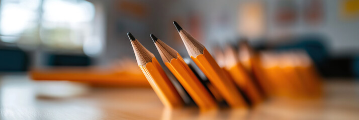 Wall Mural - Close-up of Sharpened Yellow Pencils