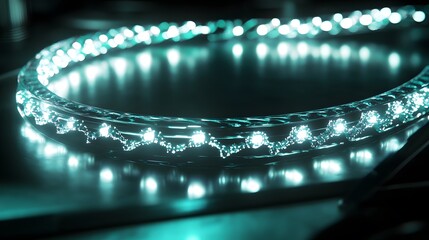 Poster - Illuminated Circular Light Loop on Dark Surface With Soft Glow