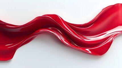 Wall Mural - Lustrous red ribbon elegantly flows against a white background