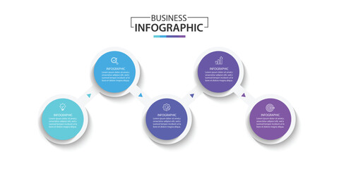Wall Mural - infographic label design template with icons and 5 options or steps. vector illustration