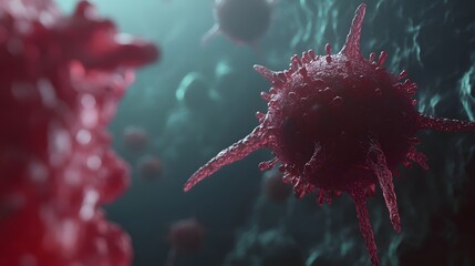 Fototapete - Microscopic abstract image showing the intricate and complex cellular structure of a microorganism or virus under a laboratory microscope