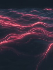 Leinwandbilder - A mesmerizing abstract image featuring flowing lines of light in shades of pink against a dark background, evoking a sense of movement and depth.