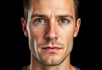 Wall Mural - Photorealistic male portrait isolated on black background