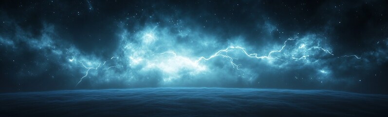 Aufkleber - A mesmerizing cosmic scene featuring swirling blue and white clouds against a dark backdrop, evoking a sense of vastness and mystery.