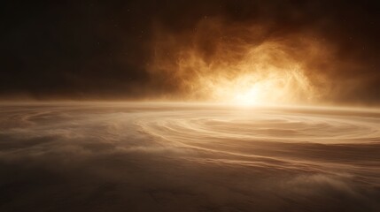 Poster - A mesmerizing cosmic scene showcasing swirling clouds and a radiant light, evoking the grandeur of the universe.