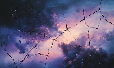 Poster - A mesmerizing cosmic scene featuring a blend of dark and colorful clouds, interconnected by fine, web-like structures against a celestial backdrop.