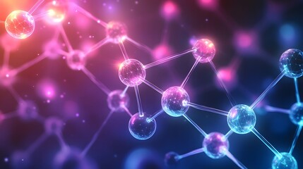 Wall Mural - abstract molecular structure illuminated in vibrant hues