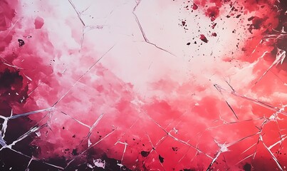 Fototapete - An abstract artwork featuring a blend of red and white colors with a cracked surface, creating a dynamic and energetic visual effect.