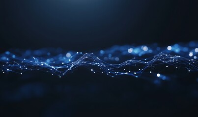 Leinwandbilder - A mesmerizing visualization of digital waves illuminated by blue lights, creating an ethereal atmosphere of technology and innovation.